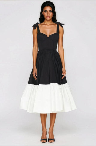 Catalina Midi Dress – Black/Beige (Final Sale)