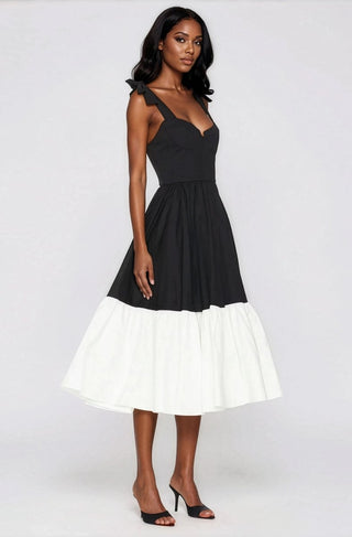 Catalina Midi Dress – Black/Beige (Final Sale) - Glamourous Grace