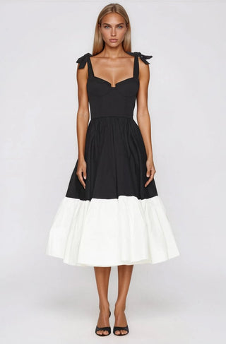 Catalina Midi Dress – Black/Beige (Final Sale)