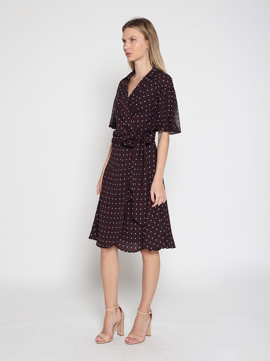 Brown polka dot wrap dress - Glamourous Grace