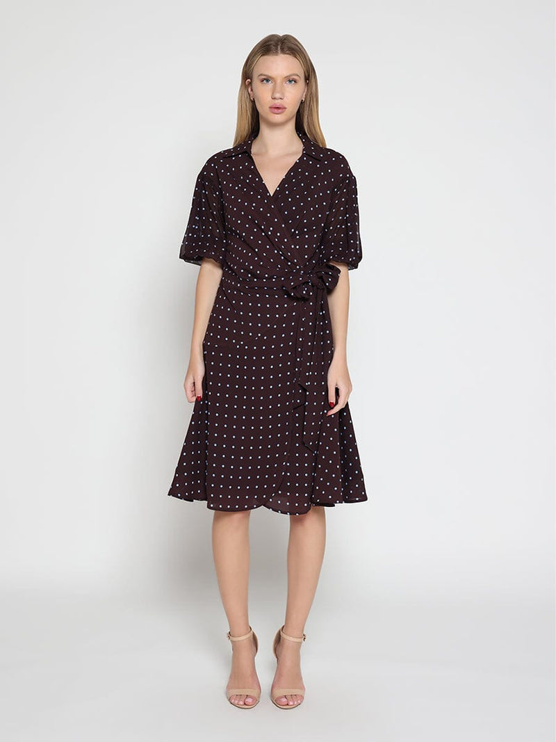Brown polka dot wrap dress - Glamourous Grace