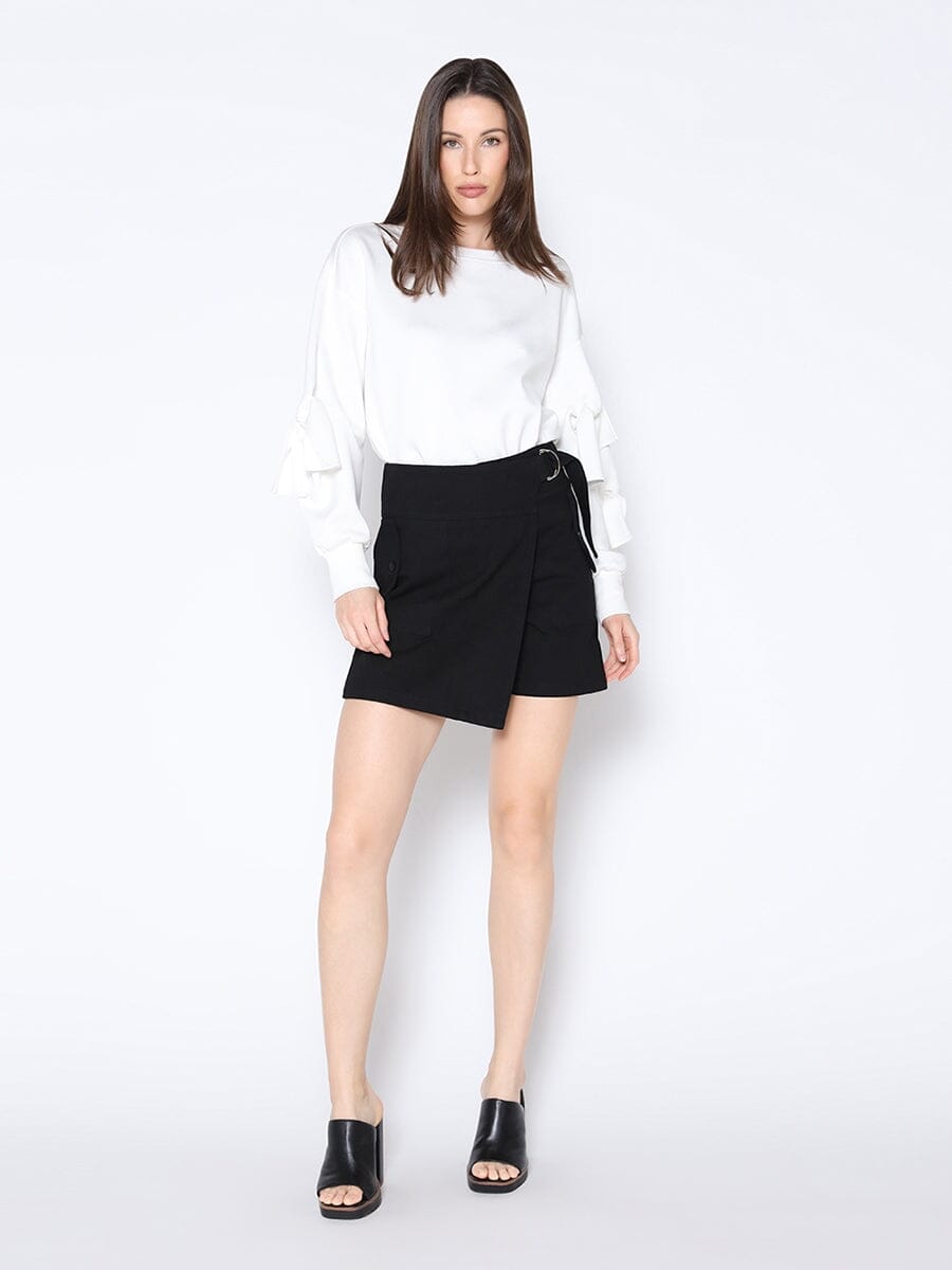 Gracia Fashion Women's Buckle Belt Wrap Denim Skort - Glamourous Grace