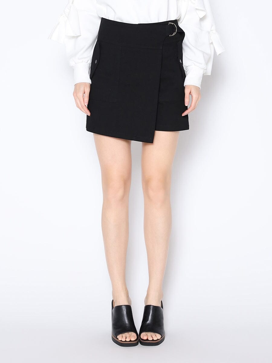 Gracia Fashion Women's Buckle Belt Wrap Denim Skort - Glamourous Grace