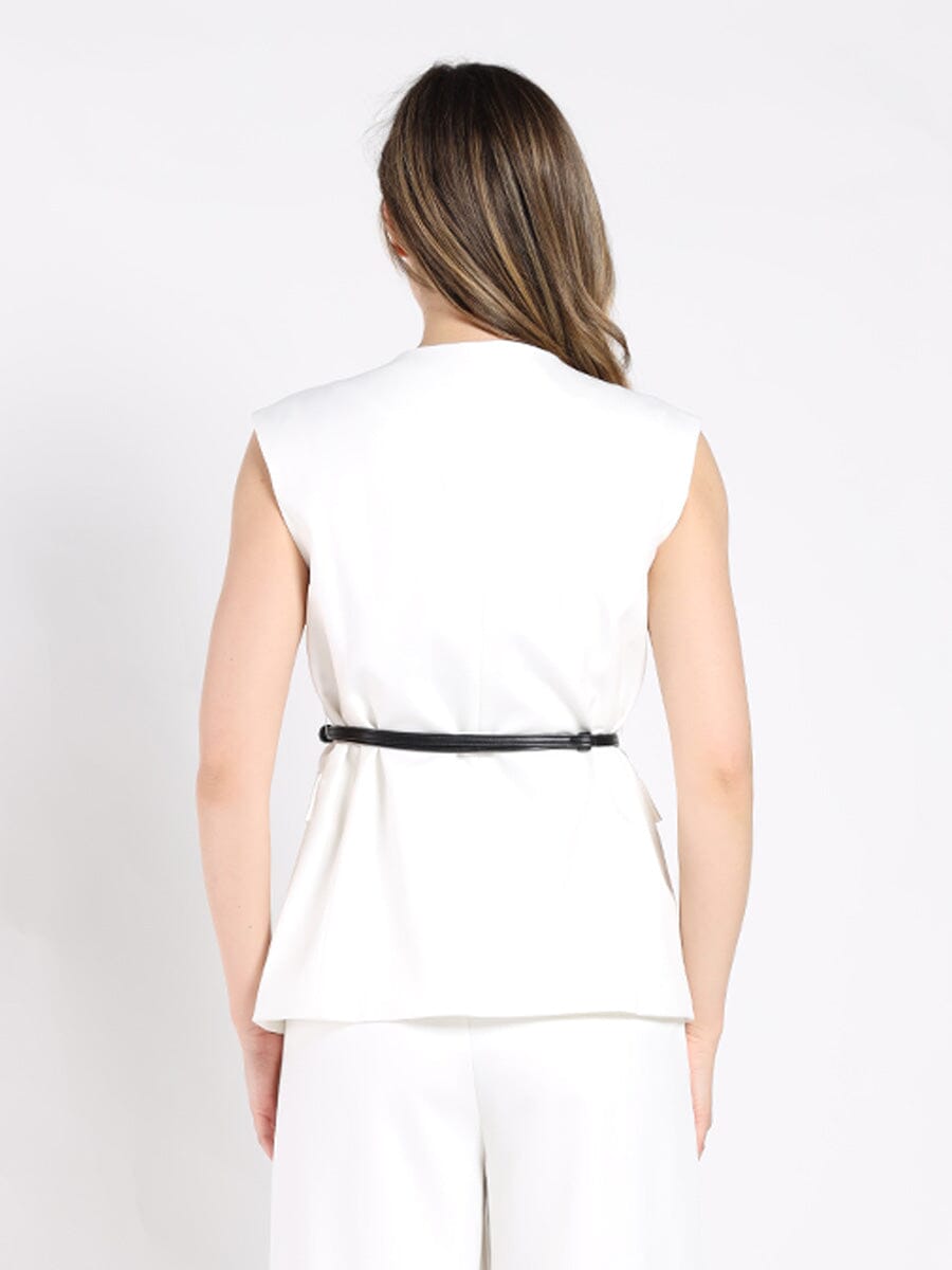 Buckle Belted Long Wrap Vest - Glamourous Grace