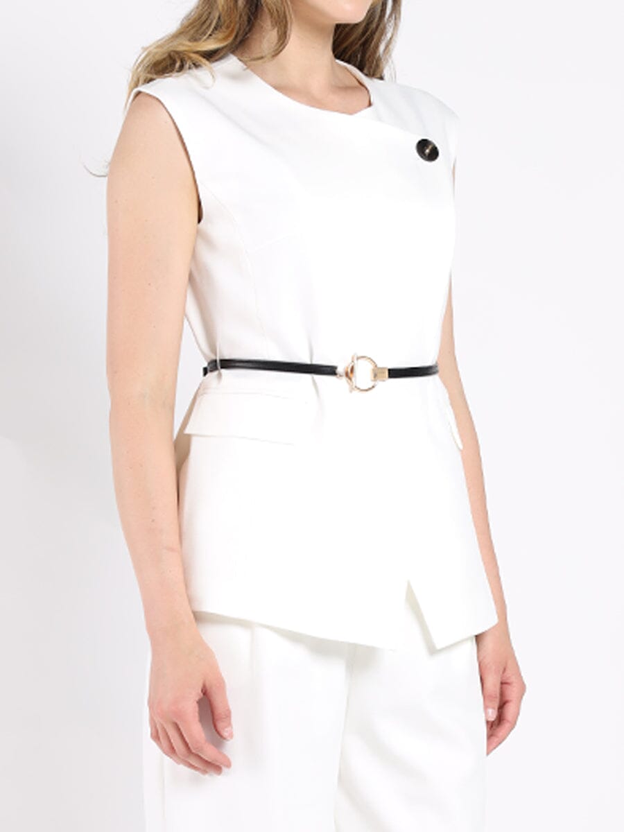 Buckle Belted Long Wrap Vest - Glamourous Grace
