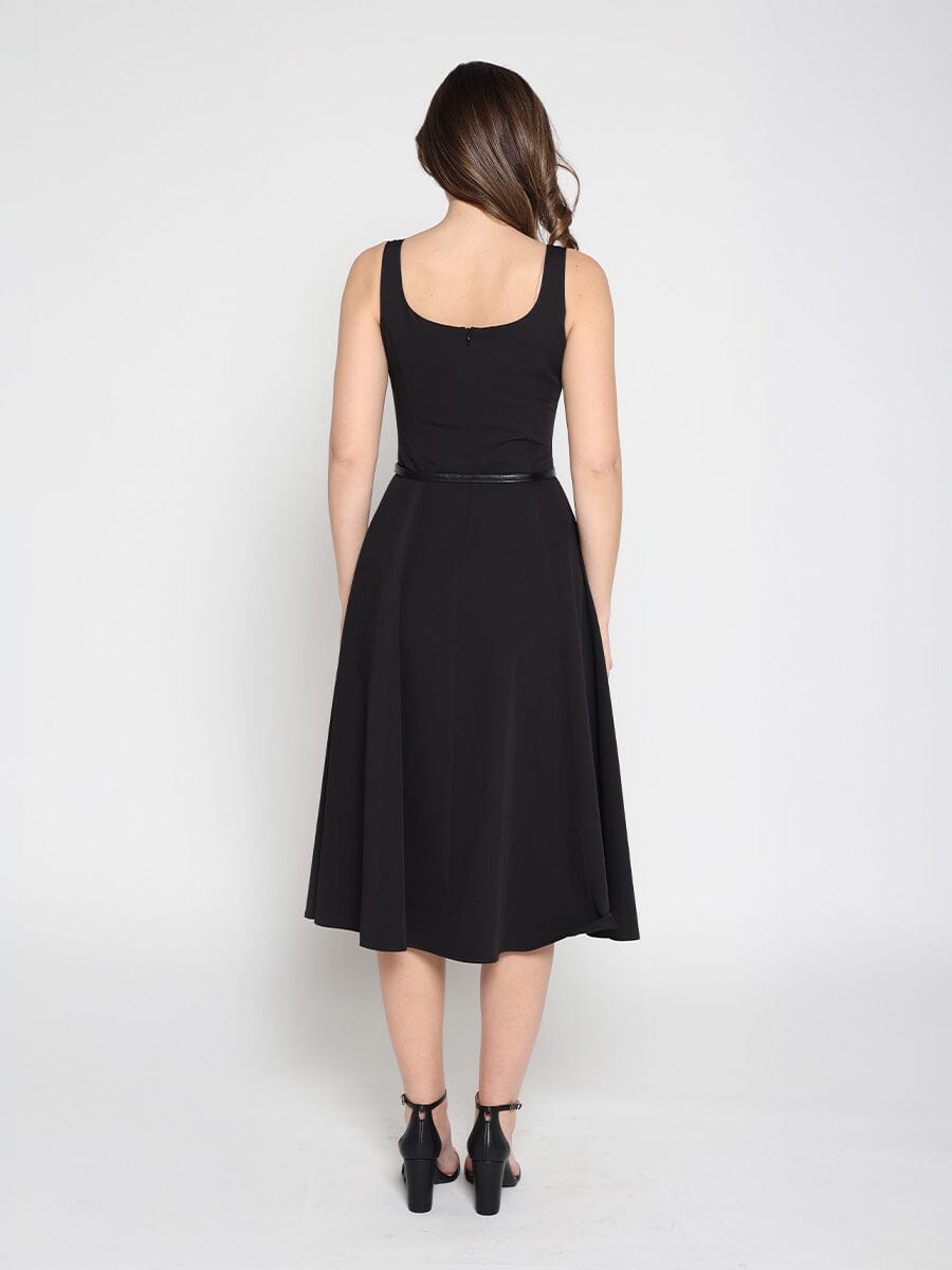 Buckle Belted Square Neck  A-Line Sleeveless Dress - Glamourous Grace