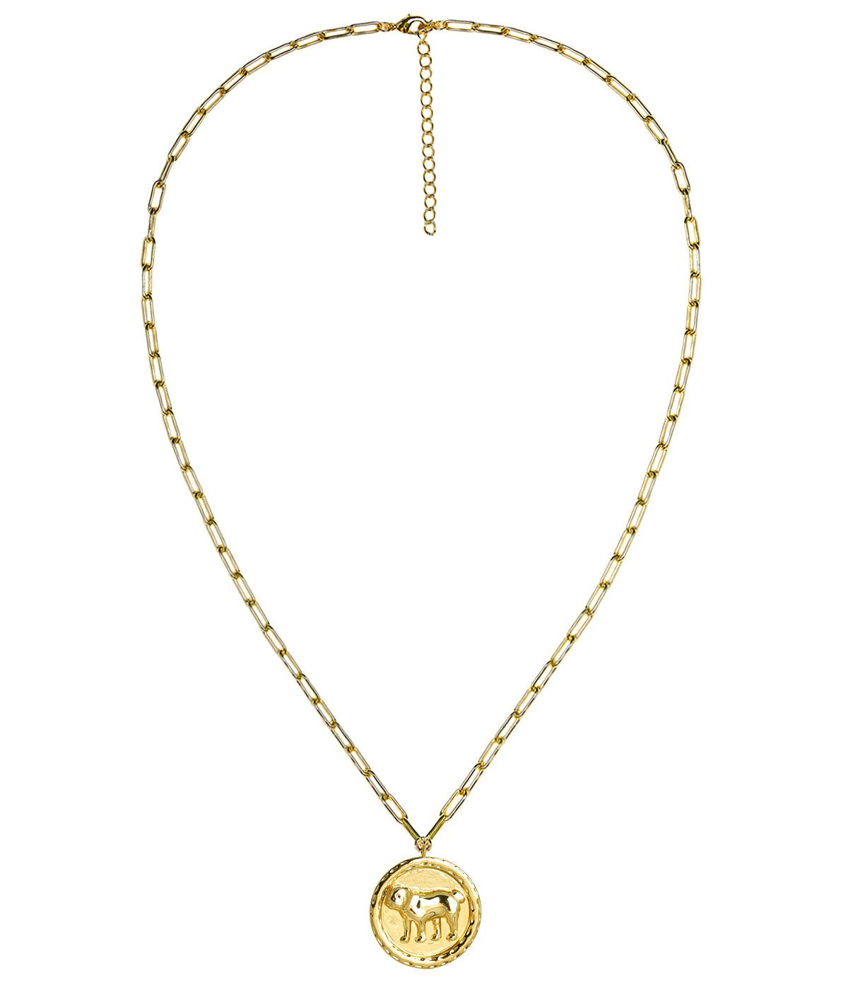 Bulldog 3D Disc Coin Necklace - 18k Gold Plated - Glamourous Grace