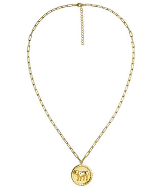 Bulldog 3D Disc Coin Necklace - 18k Gold Plated - Glamourous Grace