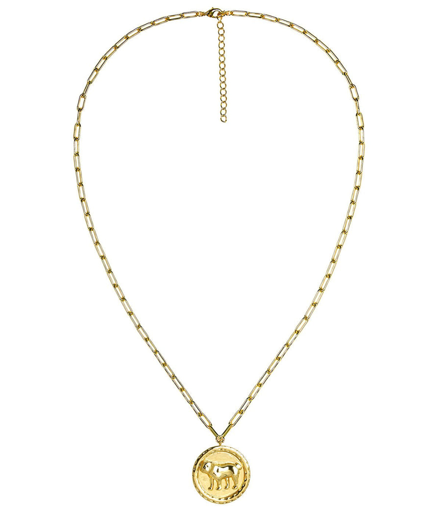 Bulldog 3D Disc Coin Necklace - 18k Gold Plated - Glamourous Grace