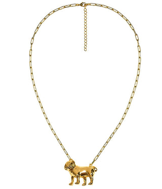 Bulldog Body - 3D Gold Charm Necklace - 18k Gold Plated - Paperclip Chain - Glamourous Grace