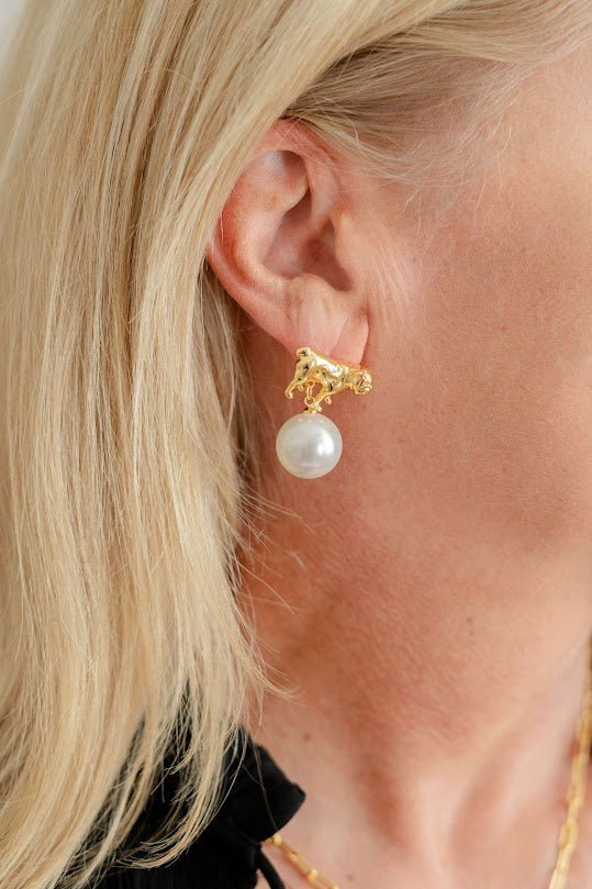 Bulldog Drop Stud Earring - 18k Gold Plated - Glamourous Grace