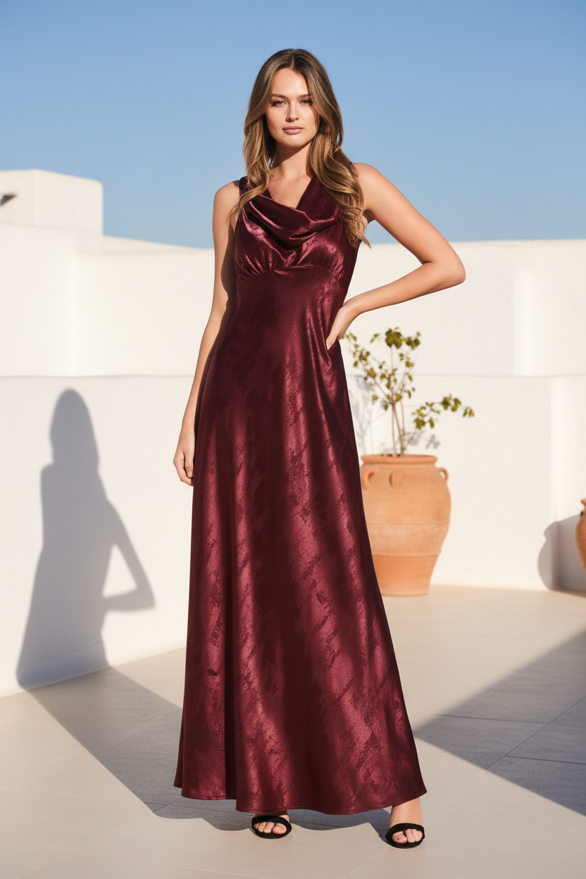 Burgundy Gown Mediterranean Editorial
