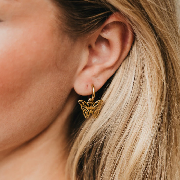 Butterfly Huggie Drop Earrings - WATERPROOF - Glamourous Grace