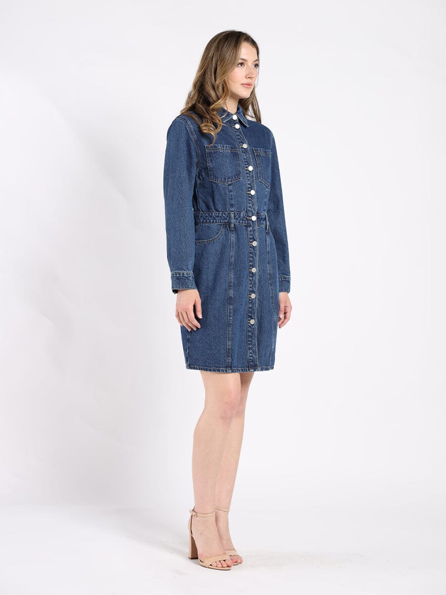 Button-Down Denim Shirt Dress - Glamourous Grace