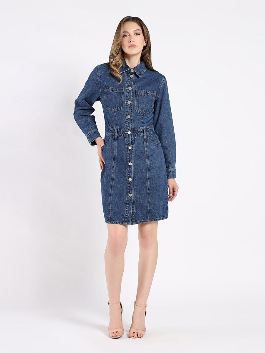 Button-Down Denim Shirt Dress - Glamourous Grace