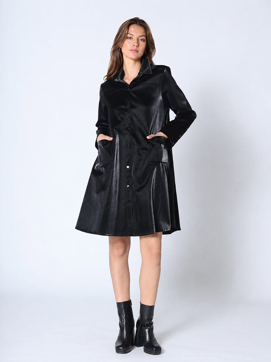 Button Down Glossy Rain Coat - Glamourous Grace