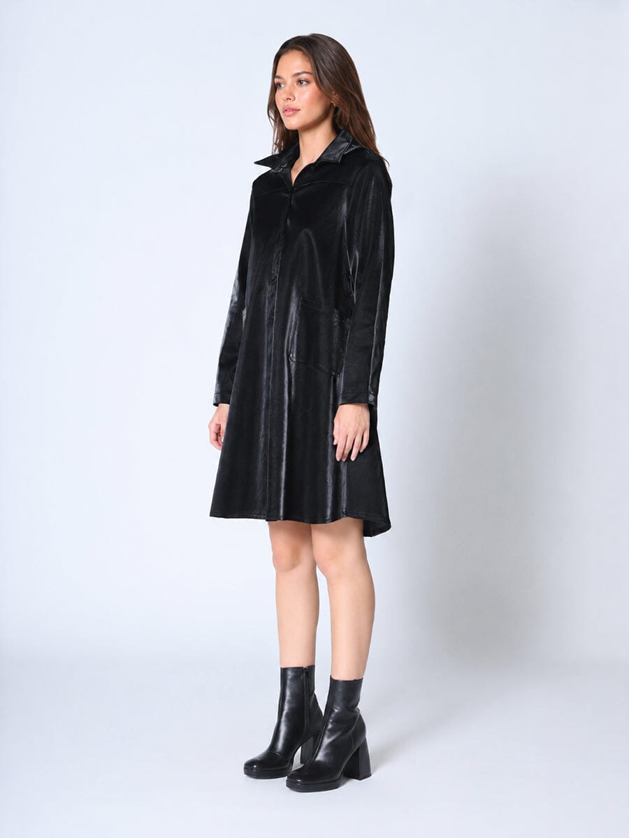 Button Down Glossy Rain Coat - Glamourous Grace