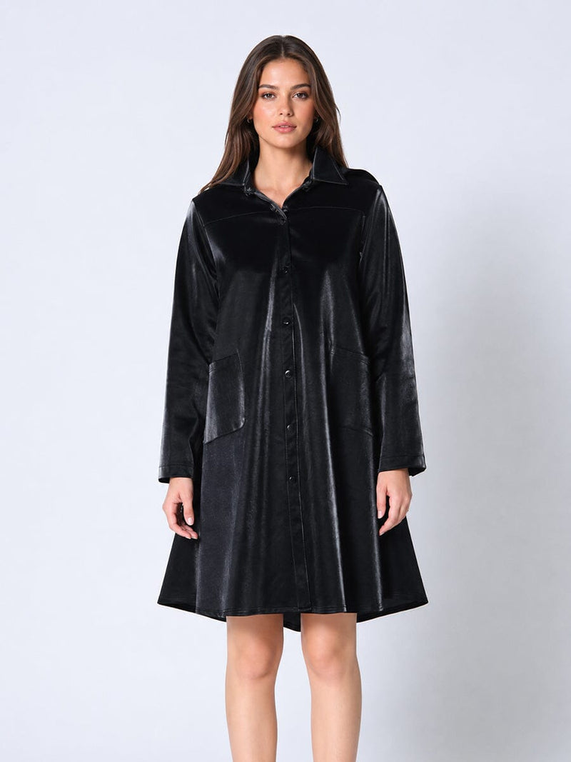 Button Down Glossy Rain Coat - Glamourous Grace