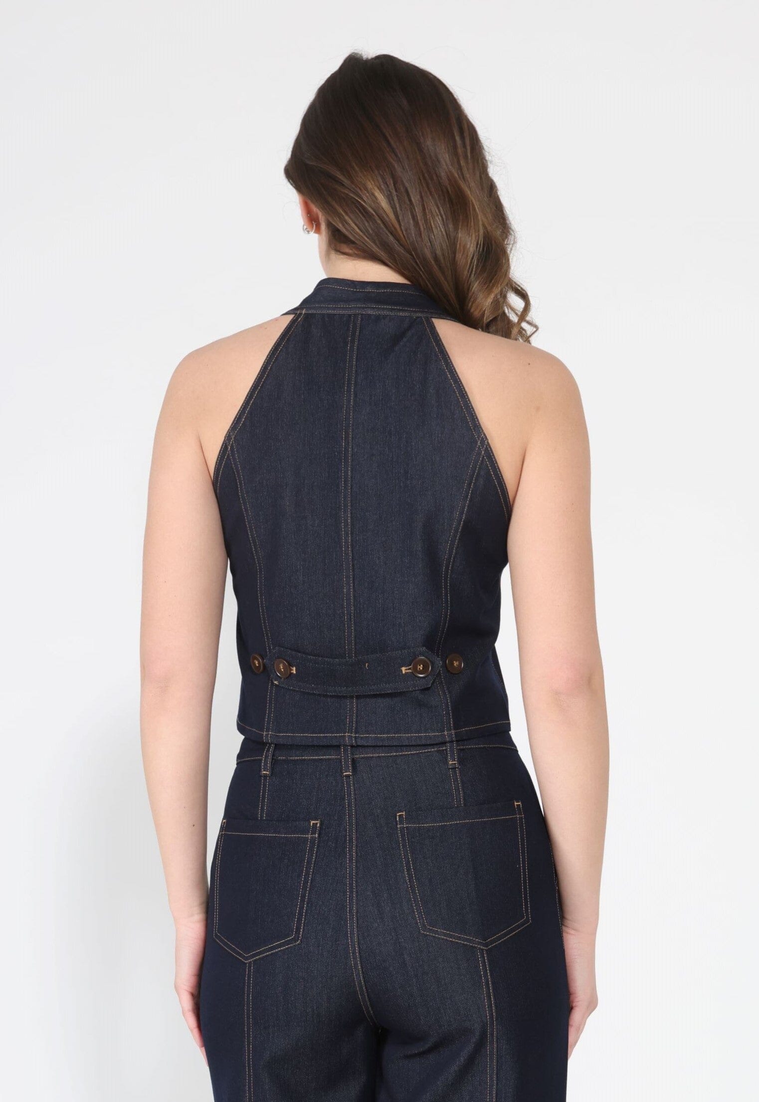 Button down halter neck sleeveless vest - Glamourous Grace