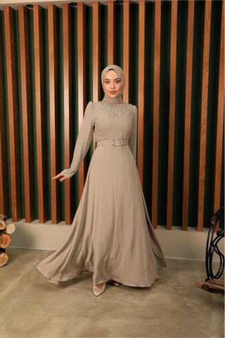 Women's Black Abaya with Rhinestones - Elegant Islamic Clothing for Special Occasions - Glamourous Grace