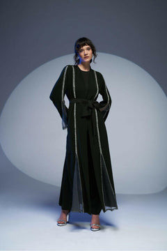 Nadia - Gorgeous Details' - Embellished SHEER Abaya - Long Sleeves