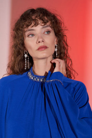 Kelce Abaya with Jeweled Designed Neckline - Glamourous Grace