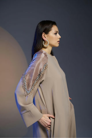 Anna open Abaya - Embellished Design Sleeves - Glamourous Grace