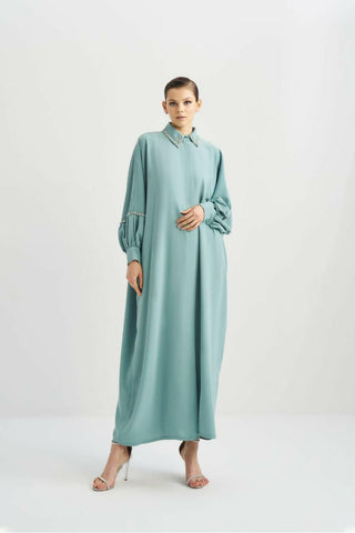 Turquoise Abaya with Sequins - Glamourous Grace