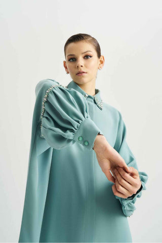 Turquoise Abaya with Sequins - Glamourous Grace