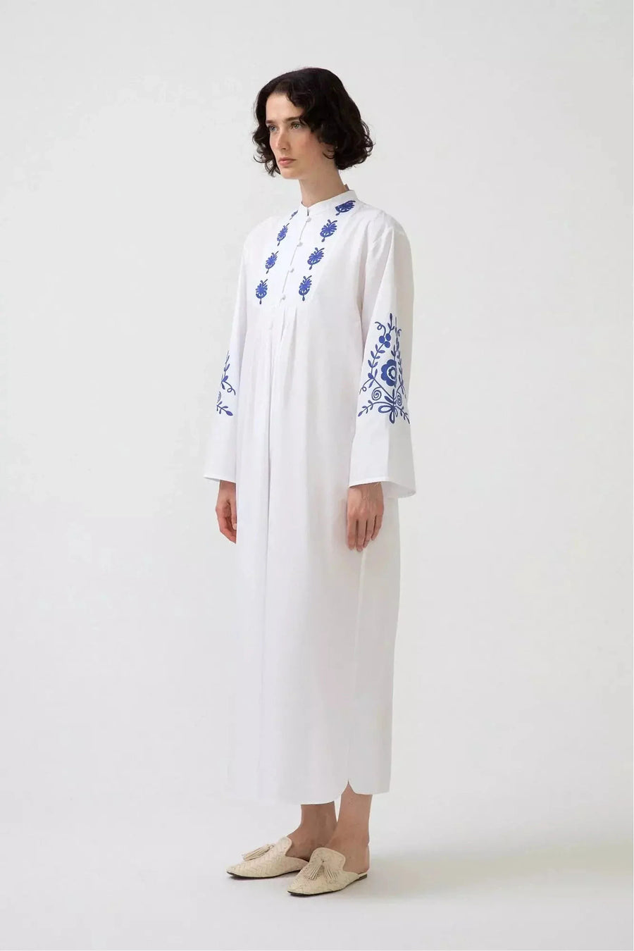 Zara White Embroidered Dress with Long Sleeve - Glamourous Grace