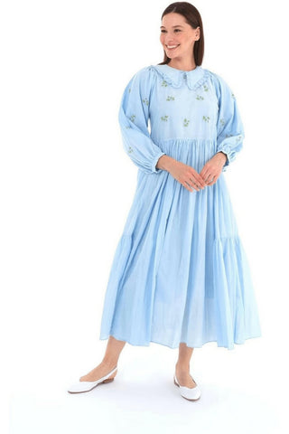 BY Baano Alice Bohemian summer dress for women, lightweight 100% cotton, flowy fabric, with floral patterns and relaxed fit.