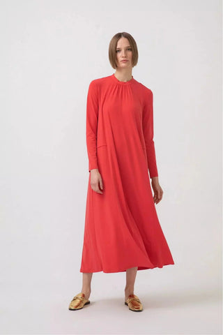Orange premium quality jersey dress by Baano, lightweight and stylish with a relaxed fit, perfect for casual wear.