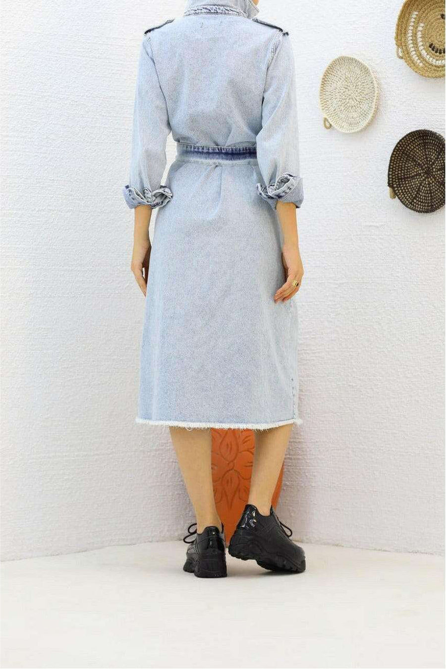 Long Sleeve Denim Midi Dress - Glamourous Grace