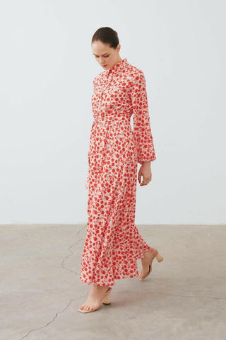 By Baano Peyton long sleeve dress in vibrant persimmon, stylish and comfortable for casual or dressy occasions.