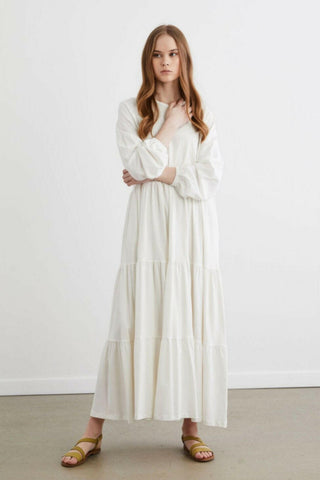 By Baano Shirley Cotton Maxi dress with long sleeves, featuring a flowing design perfect for casual or formal wear.