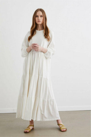 By Baano Shirley Cotton Maxi Dress with long sleeves, lightweight fabric, and a flowing silhouette perfect for casual wear.