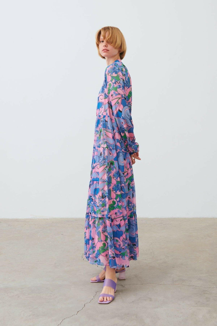 The Naomi - Long Sleeve Maxi Dress In Lavender - Glamourous Grace