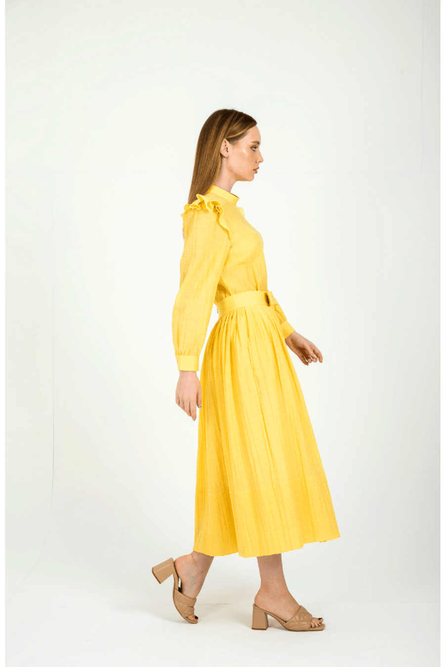 Ruya a Picnic Perfect Dress with Ruffles in Yellow - Glamourous Grace