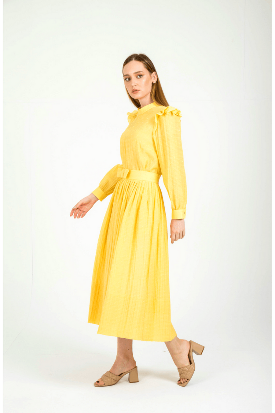 Ruya a Picnic Perfect Dress with Ruffles in Yellow - Glamourous Grace