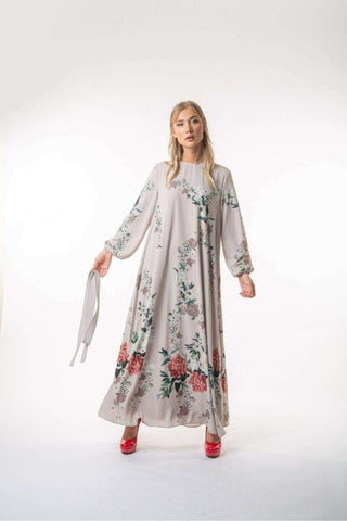 BY Baano Aryanna Maxi Modest Dress, flowing maxi dress with long sleeves and elegant design, suitable for modest fashion.