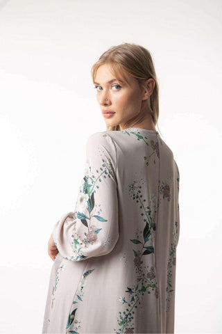 BY Baano Aryanna Maxi Modest Dress, long flowy dress with elegant design, perfect for modest fashion and special occasions.