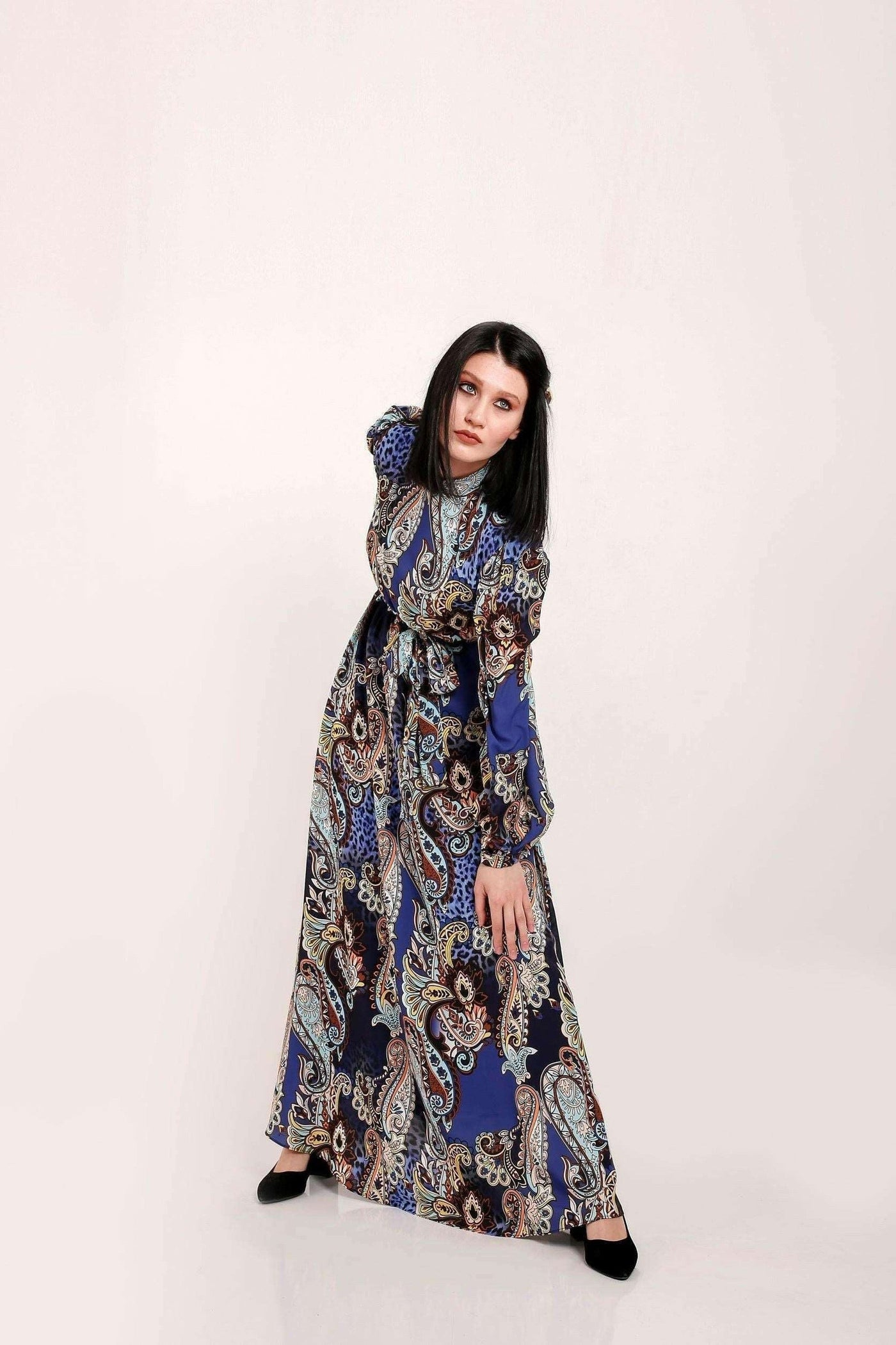 Hailey Long Sleeve self belted Maxi Dress - Glamourous Grace