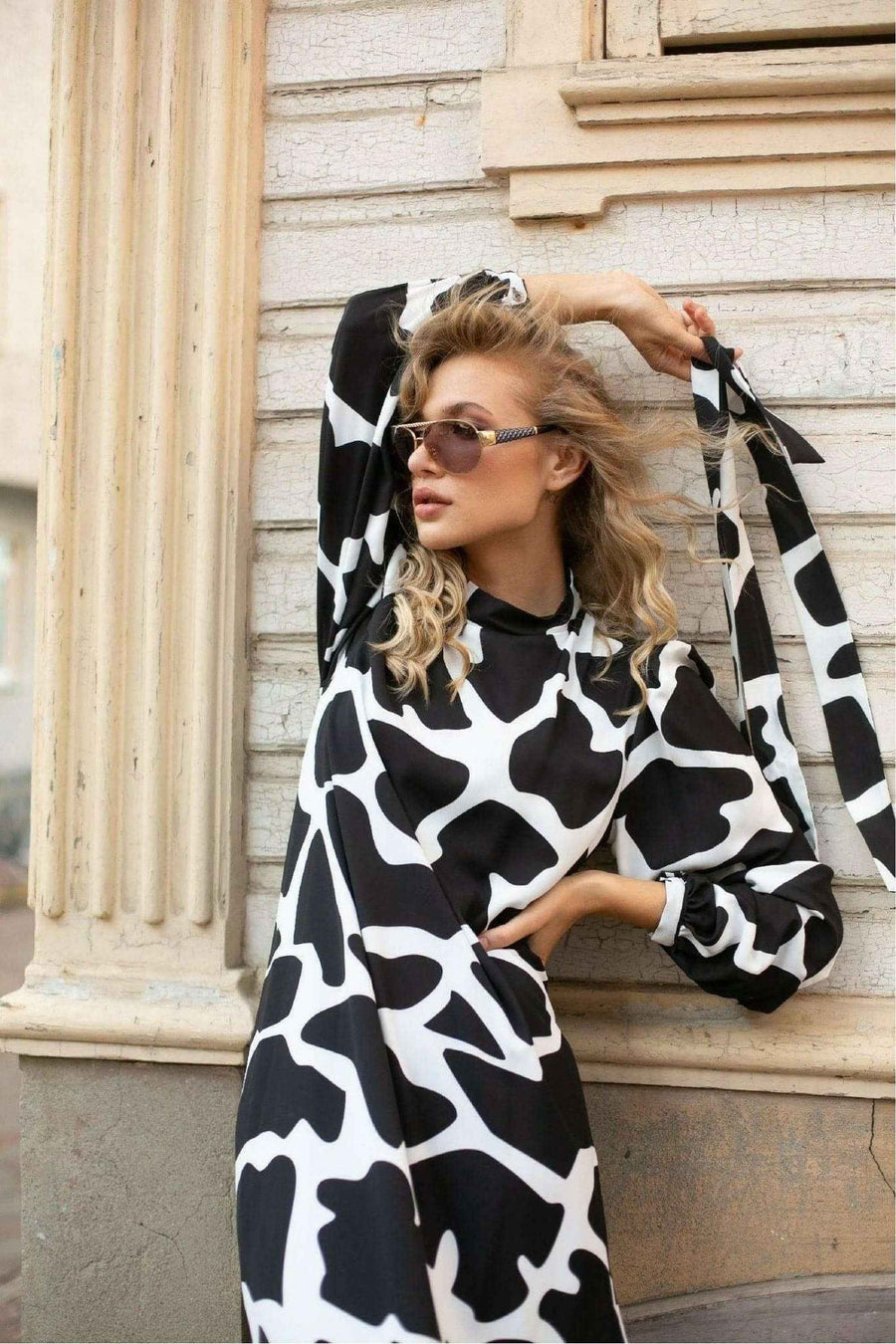 Lauren Long Maxi Dress in Black and White - Glamourous Grace