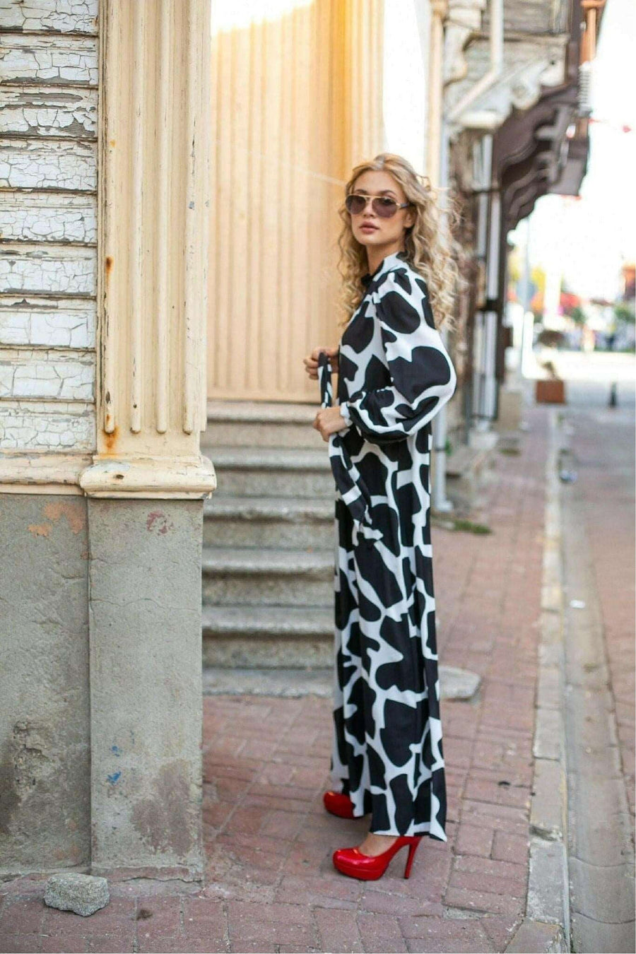 Lauren Long Maxi Dress in Black and White - Glamourous Grace