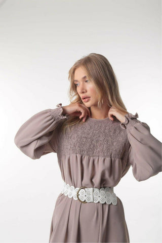BY Baano Mina tiered long maxi dress with long sleeves, flowing fabric, and elegant design for a stylish look.