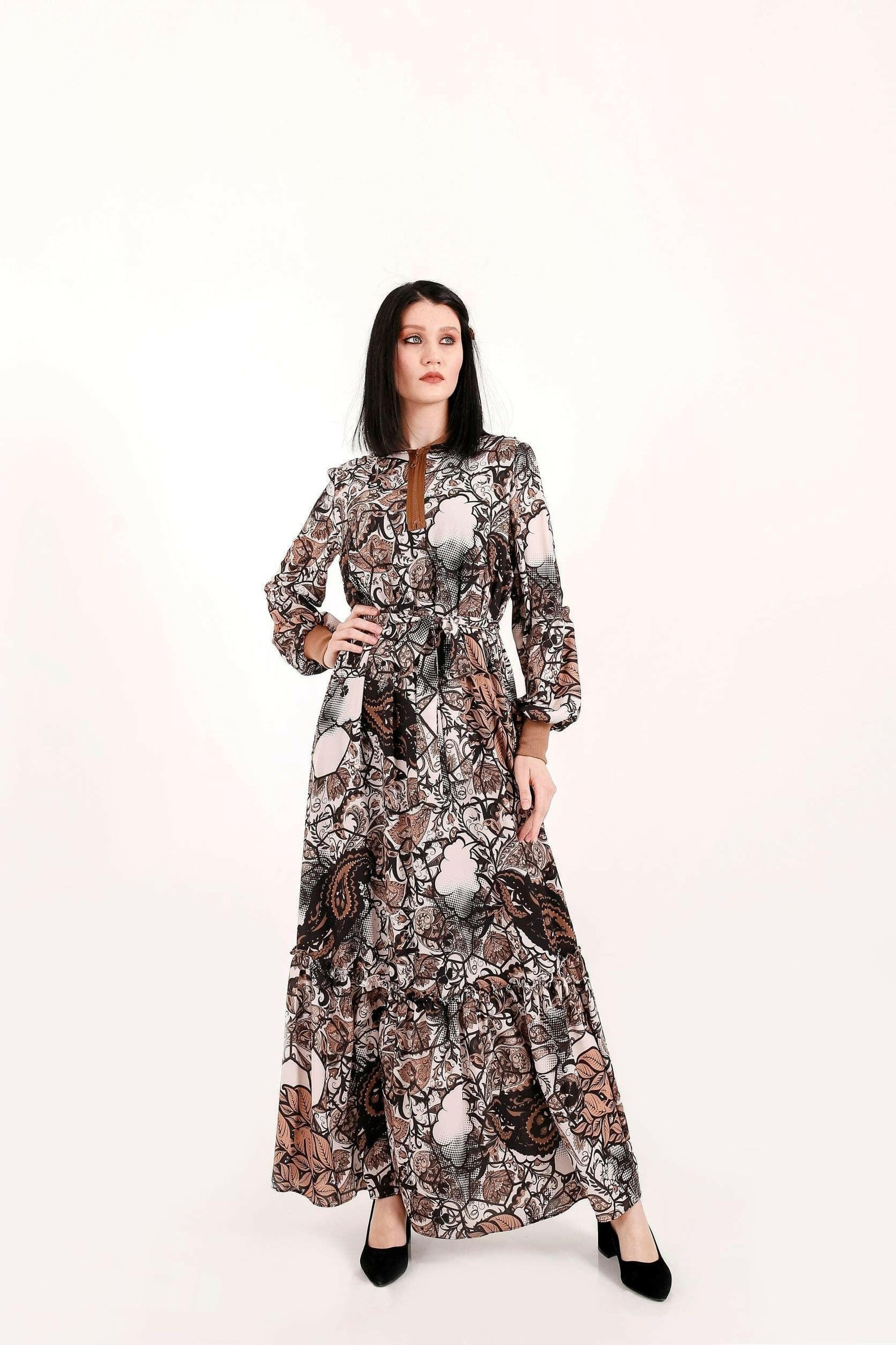 BY Baano paisley maxi dress with long sleeves, flowy and elegant, perfect for casual or dressy occasions.