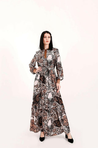 BY Baano paisley maxi dress with long sleeves, flowy and elegant, perfect for casual or dressy occasions.