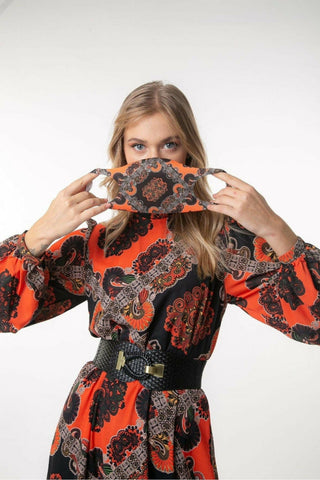 Printed Zara Maxi Dress by Baano featuring long sleeves, flowing fabric, and a stylish, comfortable fit.