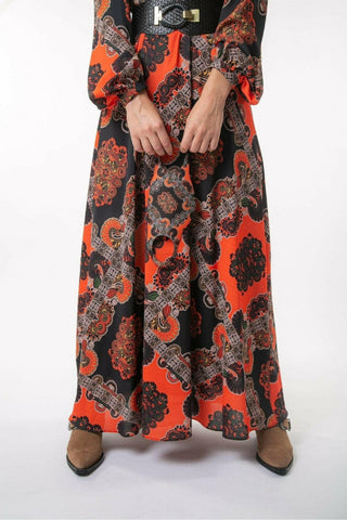 Printed Zara maxi dress by Baano with long sleeves, flowing fabric, and elegant design perfect for casual or formal wear.