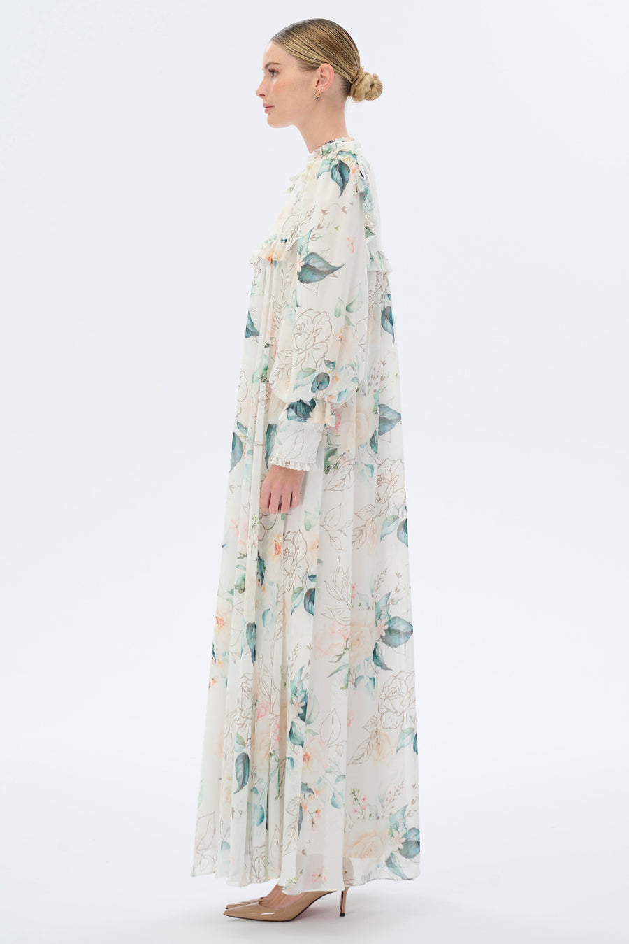 Off To France Timeless Floral Maxi Dress with Full length Sleeves - Glamourous Grace